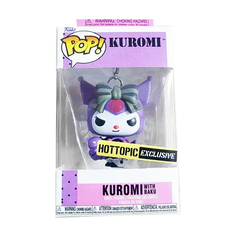 Funko Pocket Pop Keychains My Melody Kuromi with Baku Keychain Toy Hello Kitty Pochacco Devil Kuromi Collectible Model Toys Gift