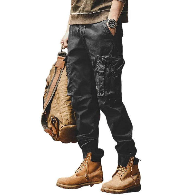 Men's Cargo Pants Outdoor Work Tactical Casual Trousers Autumn American Style Straight Leg Elastic Waist Quality Pants Male