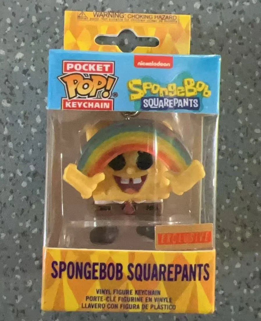 Funko POP! Anime Keychain: SpongeBob SquarePants with Rainbow SpongeBob & Patrick Collection Pendant Action Figure Toys with Box