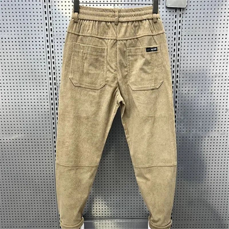 Men Clothing 2023 Autumn/Winter Men Pants Solid Color Loose All-match Pantalones Hombre Korean Elastic Waist Sports Harem Pants