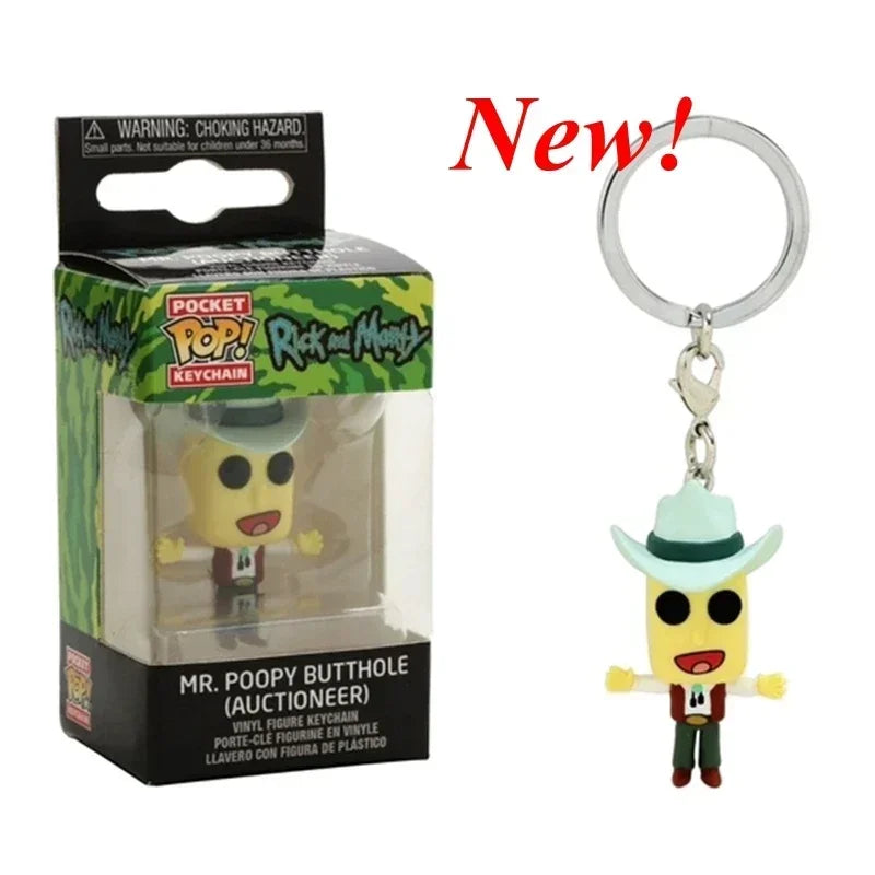 FUNKO Pocket New Rick HOLOGRAM Space Morty Pickle Rick in Rat Suit Rick CLONE Keychain Figure Toys Mr. Meeseeks Snowball Toy