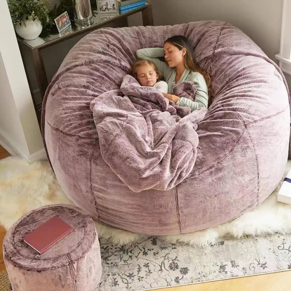 Round Super Big Bean Bag Cover Lazy Sofa Room Sofa Bed Case Lounger Seat Sofa Bean Bag Puff Couch Slipcover Chair Seat 180x90cm