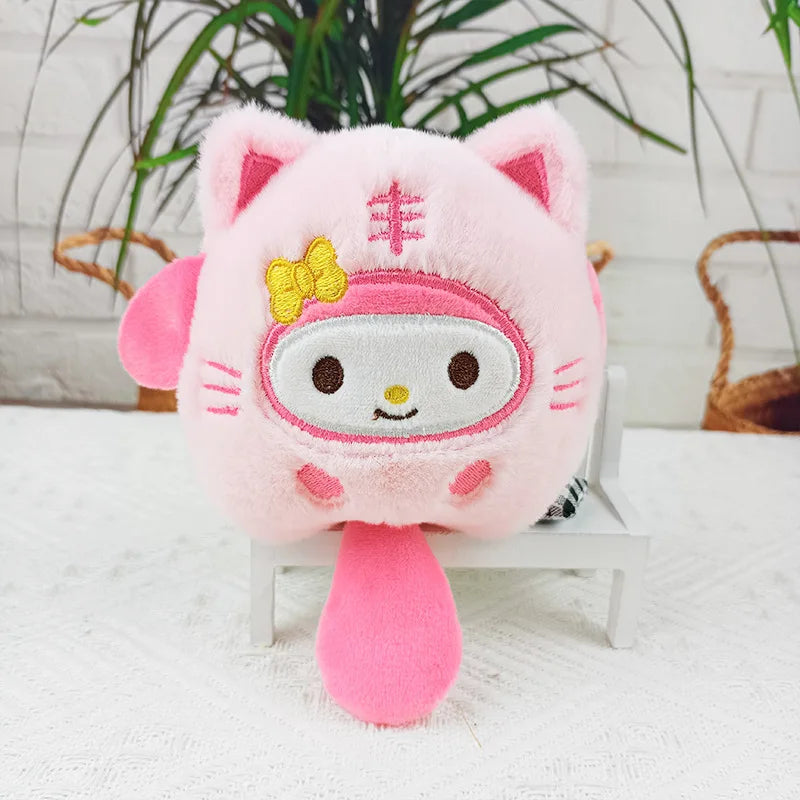 MINISO Plush Sanrio Doll Keychain Kuromi Big Ear Dog Car Keychain Katie Cat Couple Backpack Pendant Decoration Friends Toy Gift