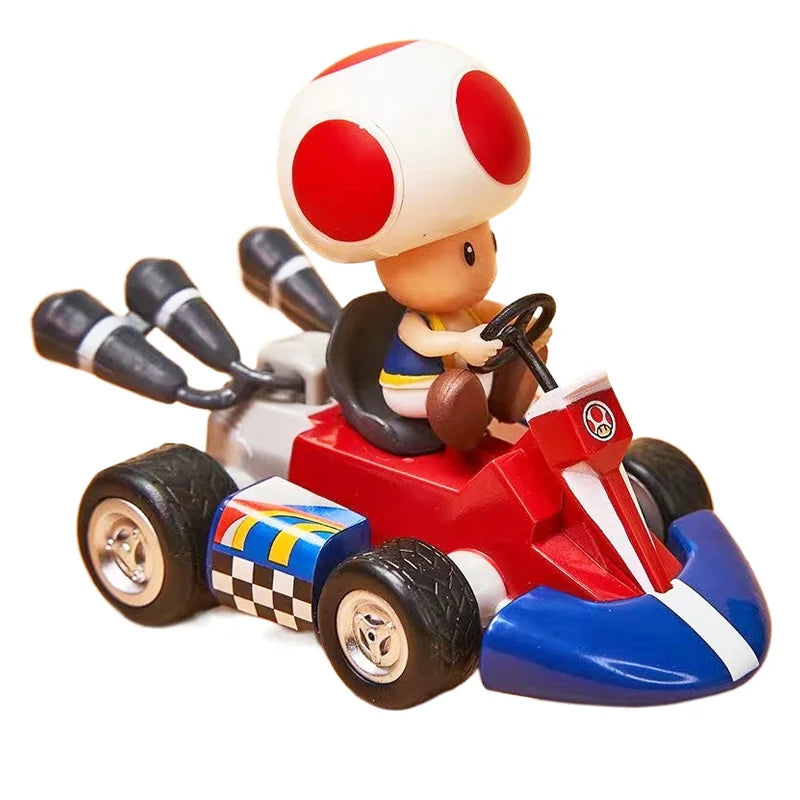 Super Mario Bros Karting Luigi Bowser Princess Peach Yoshi Toad Action Figure Toys Pull Back Car Anime Game Doll Gifts for Kids