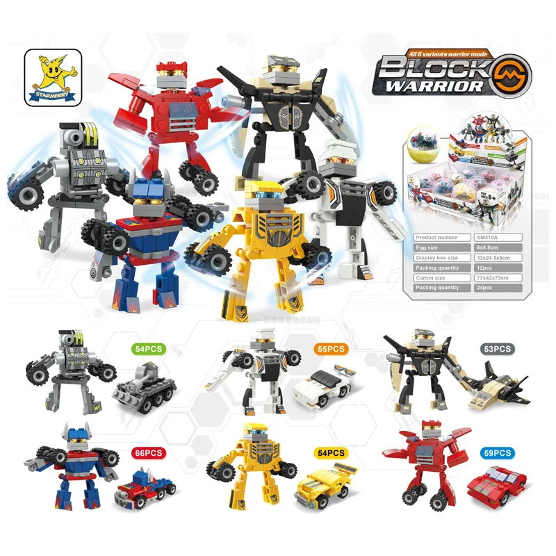 Transformable Robot Series Building Blocks - 2-in-1 Twist Egg Puzzle, Perfect for Kids' Creative Play