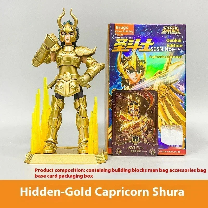 BLOKEES Saint Seiya Figure Blind Box GALAXY VERSION 01 Aiolos Shura Ikki Figure Shun Jabu Marin Figurine Assemble Model Toy Gift