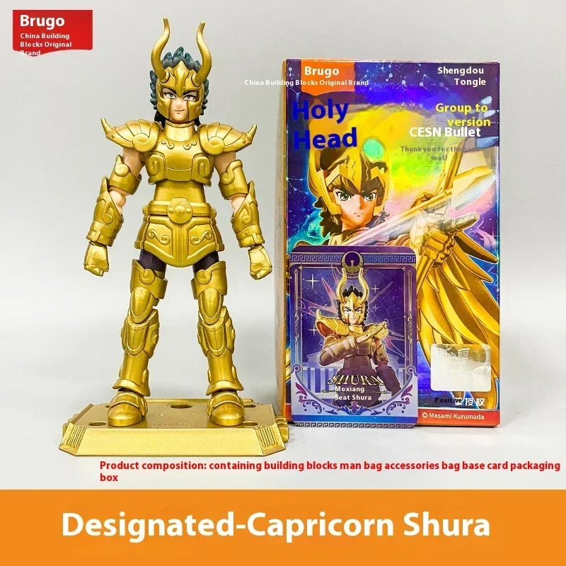 BLOKEES Saint Seiya Figure Blind Box GALAXY VERSION 01 Aiolos Shura Ikki Figure Shun Jabu Marin Figurine Assemble Model Toy Gift