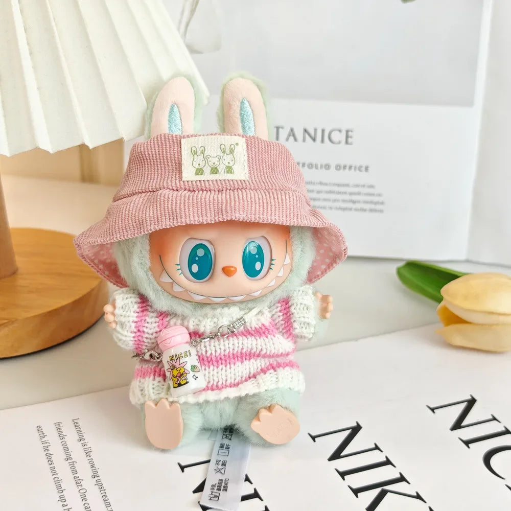 17cm Labubu I II Idol Dolls Cute Mini Plush Doll'S Clothes Korea Kpop Exo Idol Dolls Overalls Clothing DIY Accessories Gifts