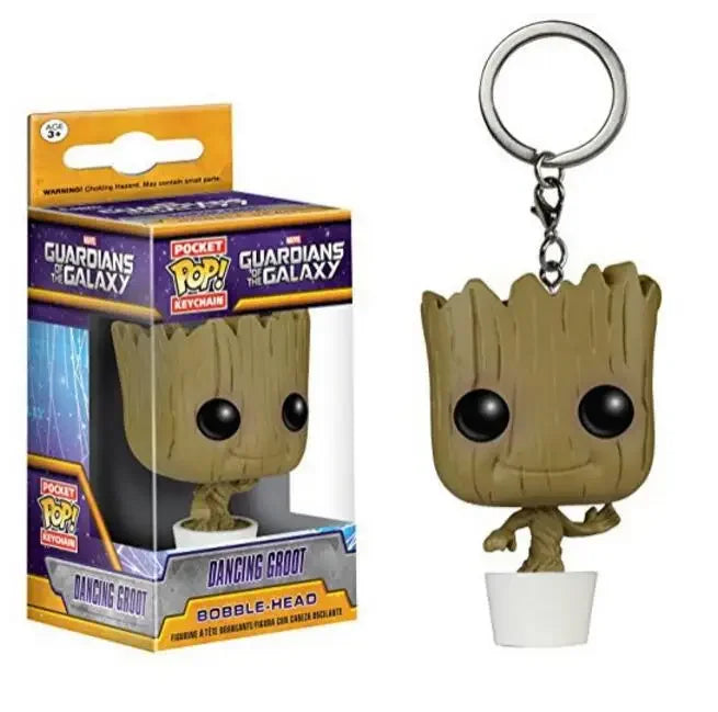 FUNKO Pocket Keychains Guardians of the Galaxy Dancing Groot in Onesie Cheese Puffs Venomized Groot Action Figure Toys Keychains