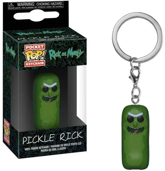 FUNKO Pocket New Rick HOLOGRAM Space Morty Pickle Rick in Rat Suit Rick CLONE Keychain Figure Toys Mr. Meeseeks Snowball Toy