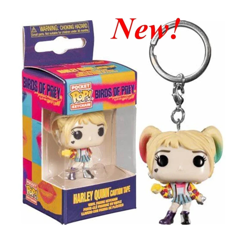 NEWest FUNKO Pocket Keychains Broken Heart harley quinn Tape Funhouse PENNYWISE with Beaver Hat keychains Action Figure Toys