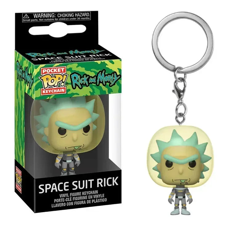 FUNKO Pocket New Rick HOLOGRAM Space Morty Pickle Rick in Rat Suit Rick CLONE Keychain Figure Toys Mr. Meeseeks Snowball Toy