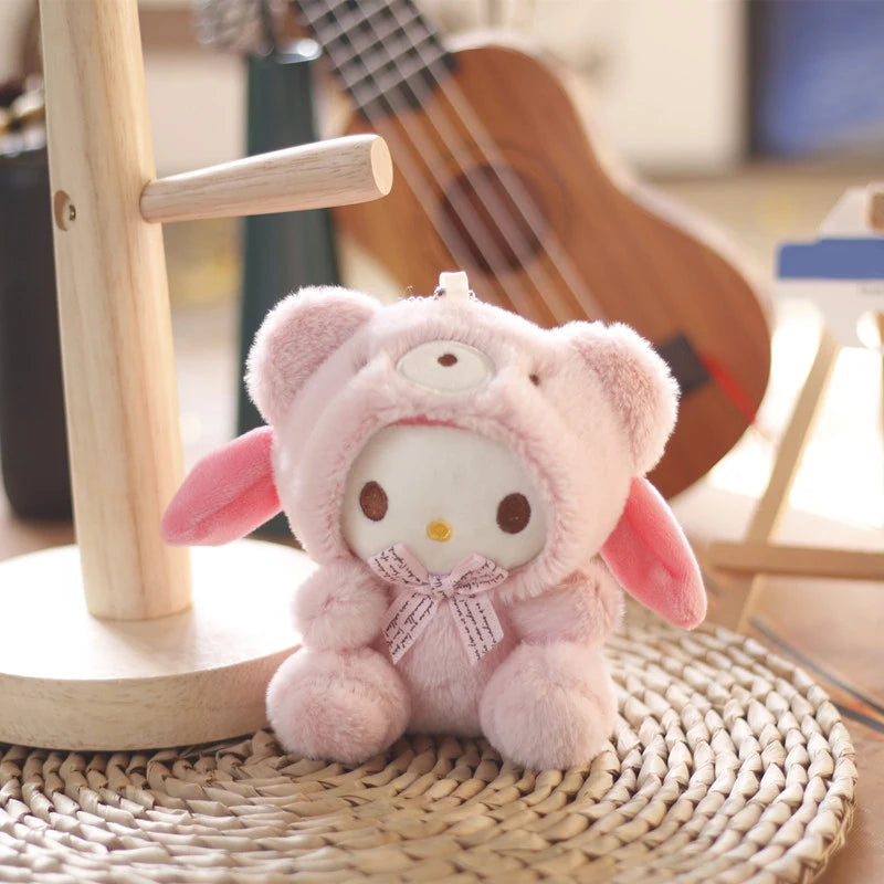 1PCS Kawaii Anime Sanrios Mocha Series Cinnamoroll Plush Toy 12CM Pendant Keychains Gift Cartoon Creative Mocca Dog Plush Doll