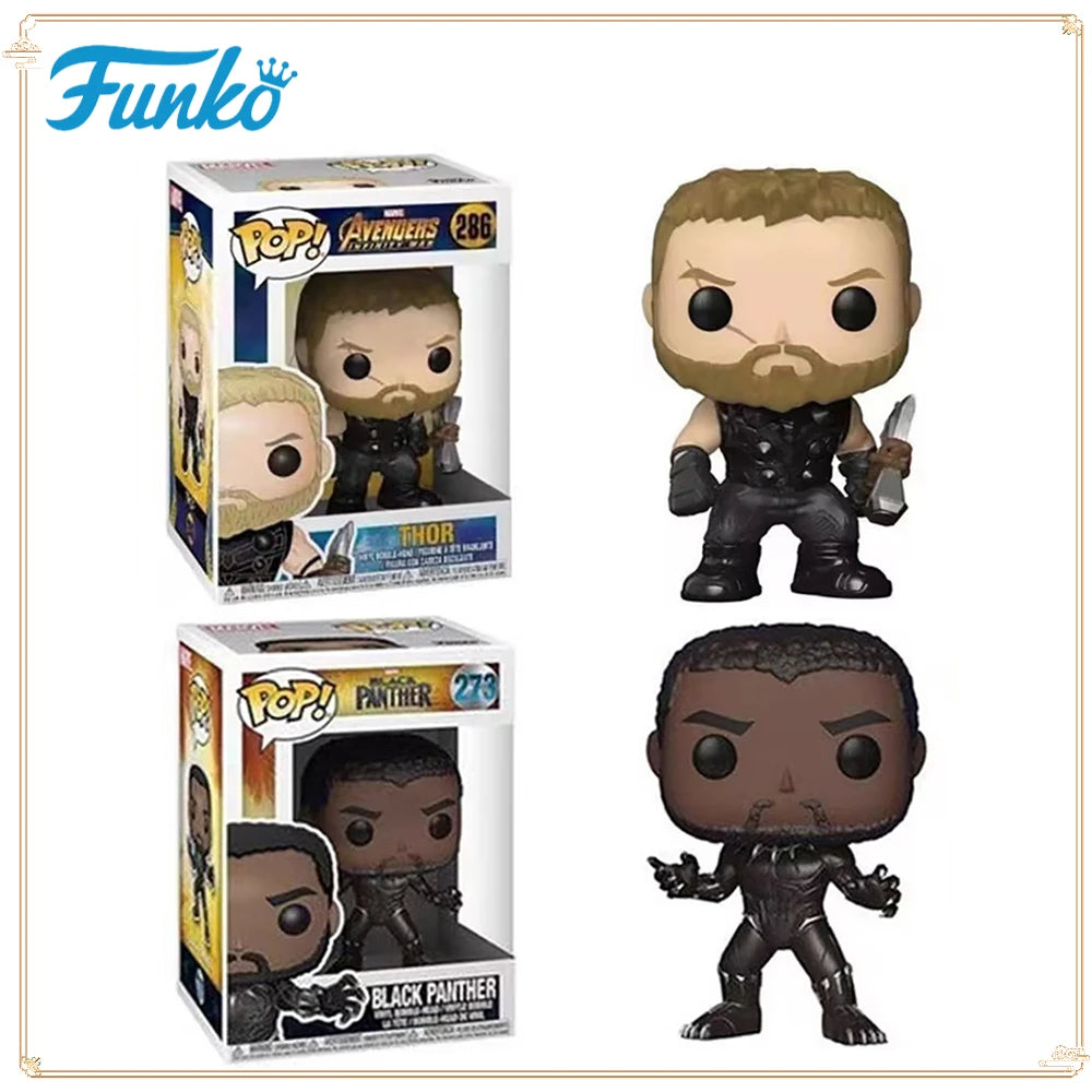 FUNKO POP Avengers Toy Action Figures Hero Doll Thor Black Panther Model Boys Christmas Collection Gifts Fun Desktop Decoration