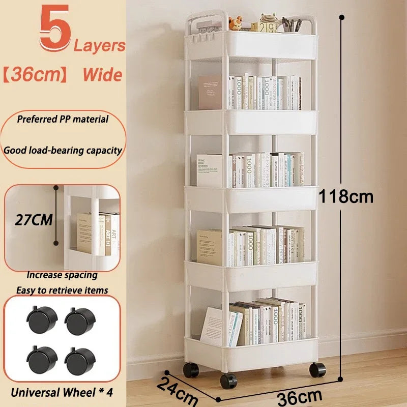 Mobile Storage Trolley Bedroom Multi-Layer Storage Racks Organizer Living Room Snacks Shelf Household Kitchen Cart with Wheels