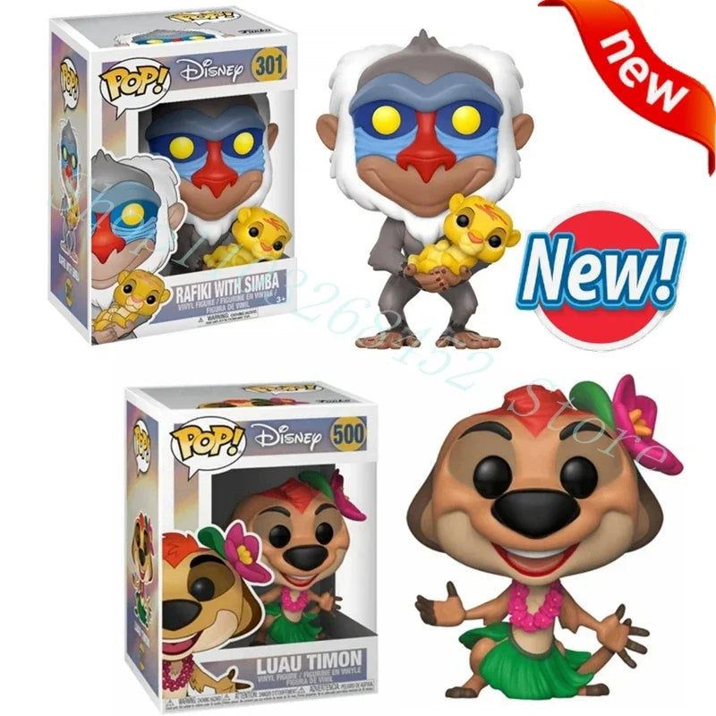 2024 New Funko POP Disney Rafiki with Simba #301 Luau Timon #500 Vinyl Action Figures Brinquedos Collection Model Toys for Gifts