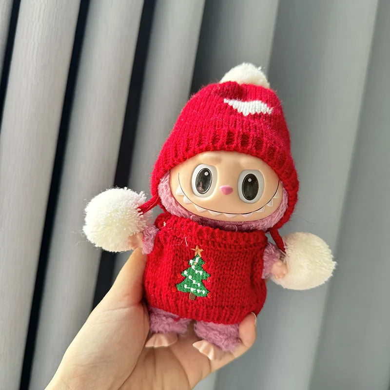 17cm Labubu I II Cute Plush Doll'S Clothes Idol Dolls Sitting Party Christmas Clothing Sweater Accessories For Korea Kpop Exo