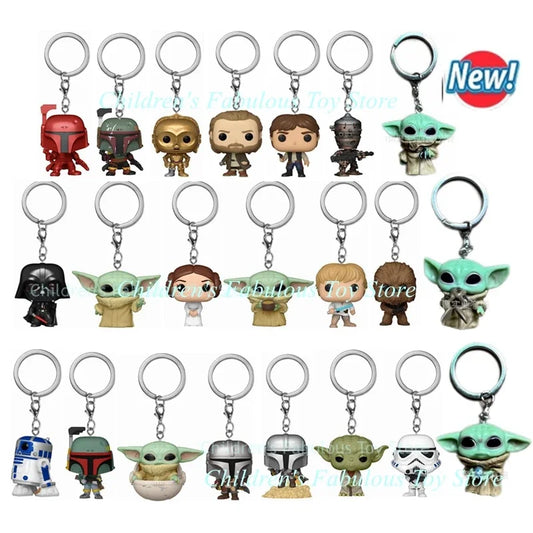 27 styles FUNKO Keychains Star-wars Baby Yoda Keychain Toy Boba Feit ig-11 the Mandalorian Darth Vader Stromtrooper Keyrings