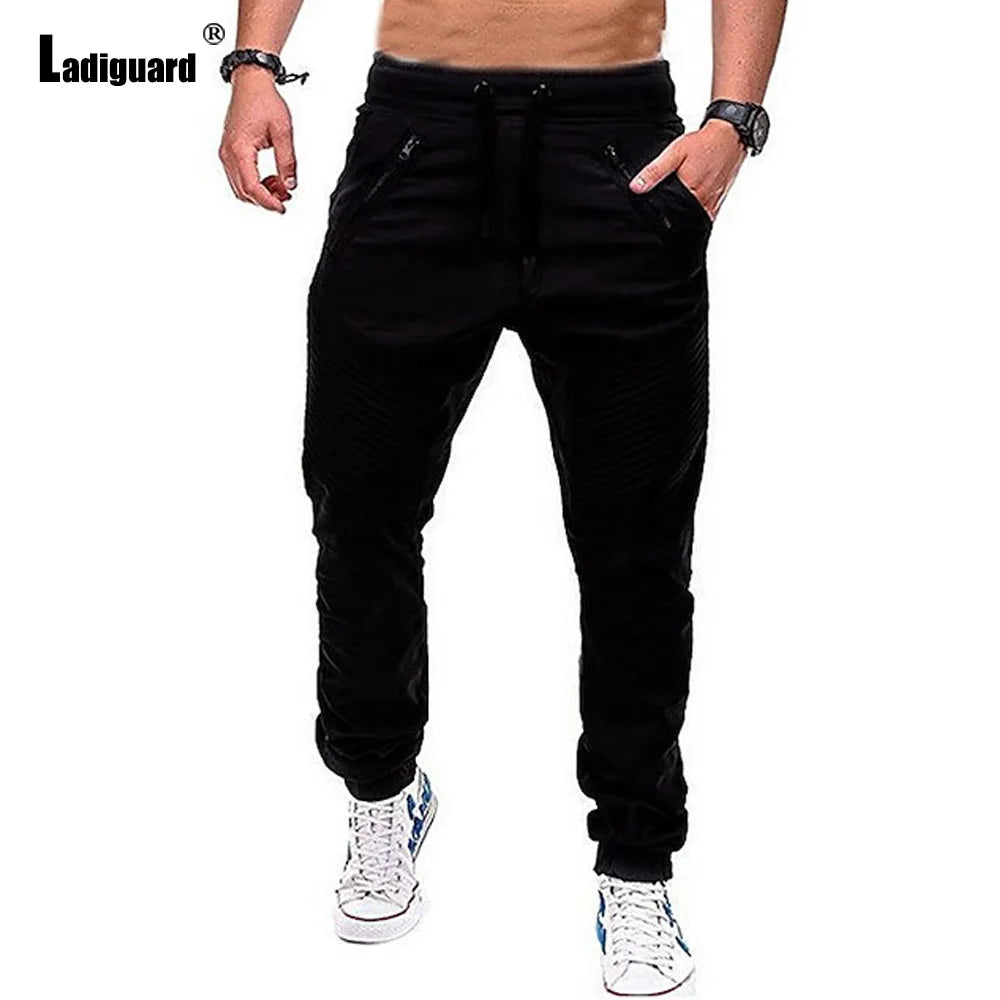 2025 American Fashion Hip Hop Pants Men's Ankle-Length Trouser Plus Size Mens Stand Pocket Casual Sports Running Sweatpants New