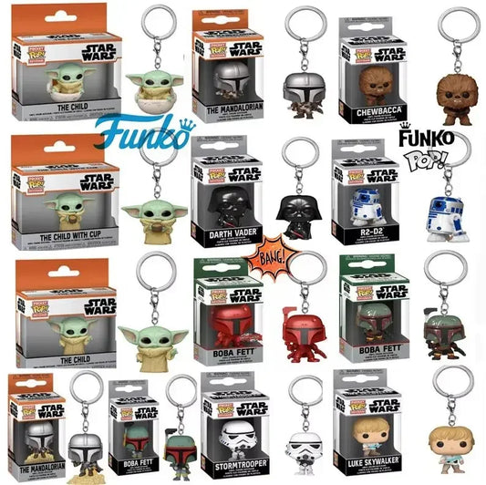 NEW FUNKO Pop New Stormtropper Mandalorian Darth Vader Yoda Keychain PVC Action Figure Collection Model Toys For Children POP