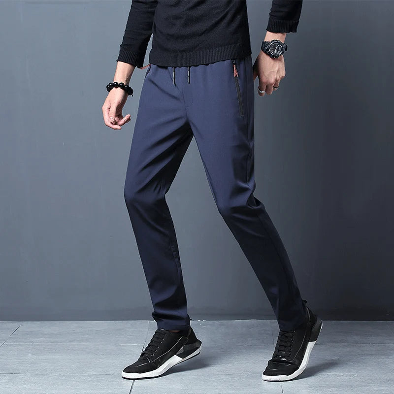 Summer men's casual pants slim fit thin Korean version ice silk pants Jinlun sports pants straight tube quick drying pants