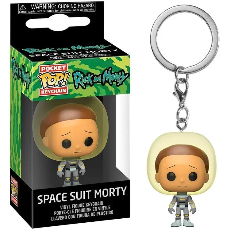 FUNKO Pocket New Rick HOLOGRAM Space Morty Pickle Rick in Rat Suit Rick CLONE Keychain Figure Toys Mr. Meeseeks Snowball Toy