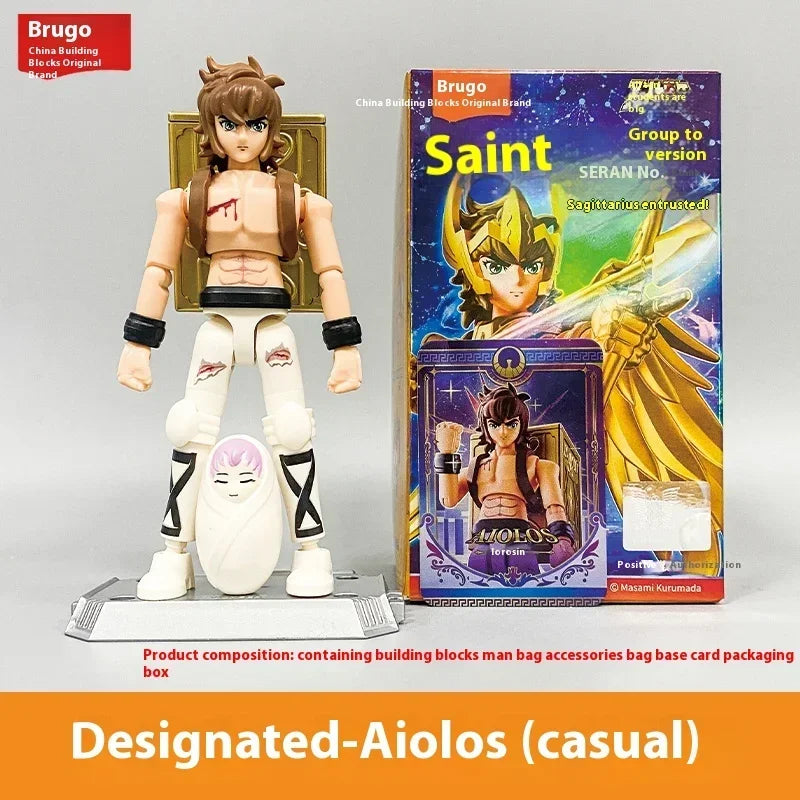 BLOKEES Saint Seiya Figure Blind Box GALAXY VERSION 01 Aiolos Shura Ikki Figure Shun Jabu Marin Figurine Assemble Model Toy Gift