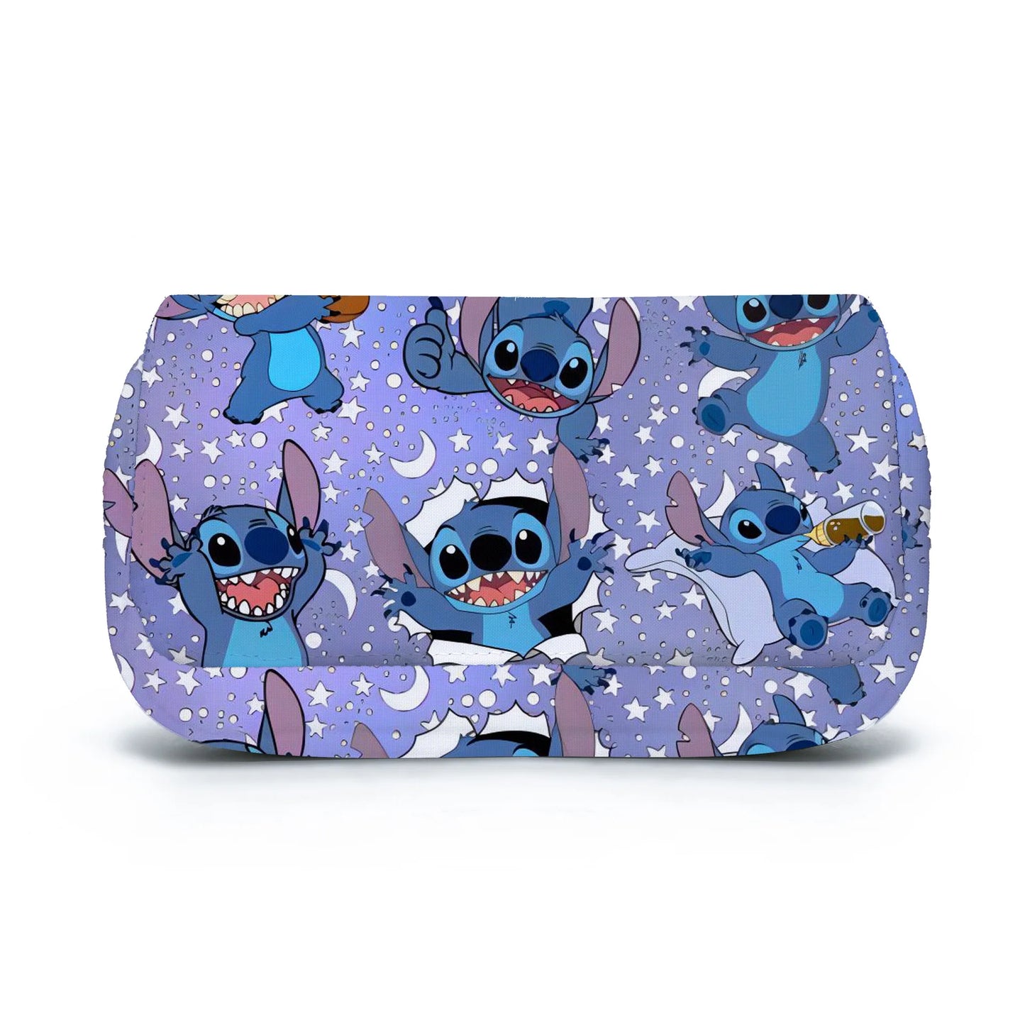 BANDAI Stitch Fully Printed Flap Pen Bag Stationery Box Cartoon Large Capacity Pencil Case Cute Anime Bags Student School Bag