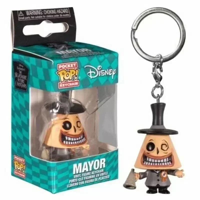 FUNKO POP Keychain Disney The Nightmare Before Christmas Jack Oogie Boogie Teddy Mayor Sally Zero Pumpkin King Vinyl Figure Toy