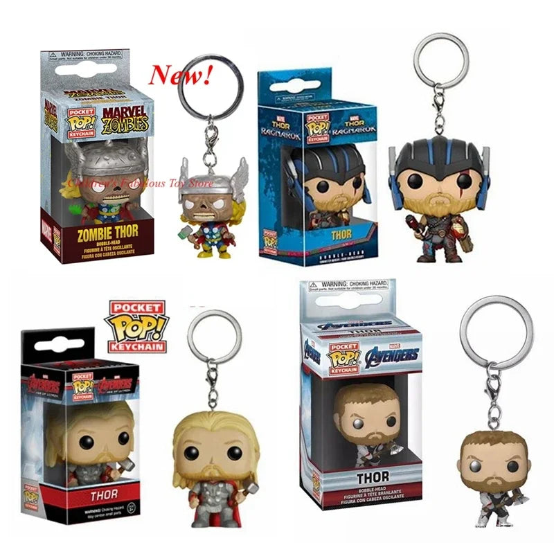 FUNKO POP Pocket with box keychains Toys Keychain Thor Zombie Thor Action Figure Toy