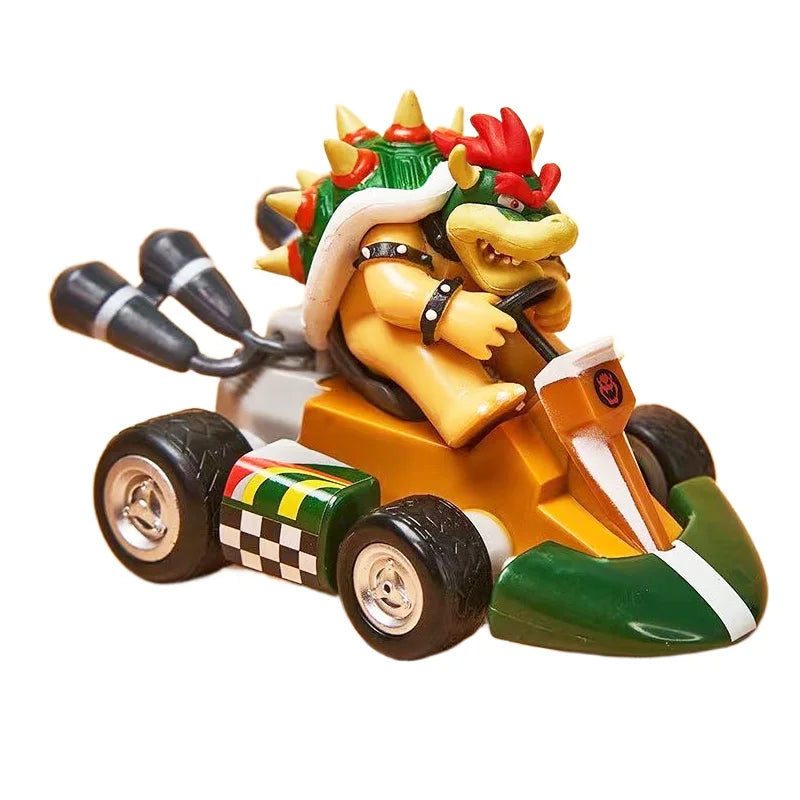 Super Mario Bros Karting Luigi Bowser Princess Peach Yoshi Toad Action Figure Toys Pull Back Car Anime Game Doll Gifts for Kids