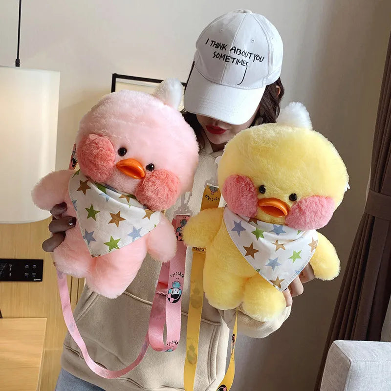 Cartoon Cute LaLafanfan Cafe Duck Plush Backpack Kawaii Toys Stuffed Crossbody Bag Doll Shoulder School Bag for Girls Gift