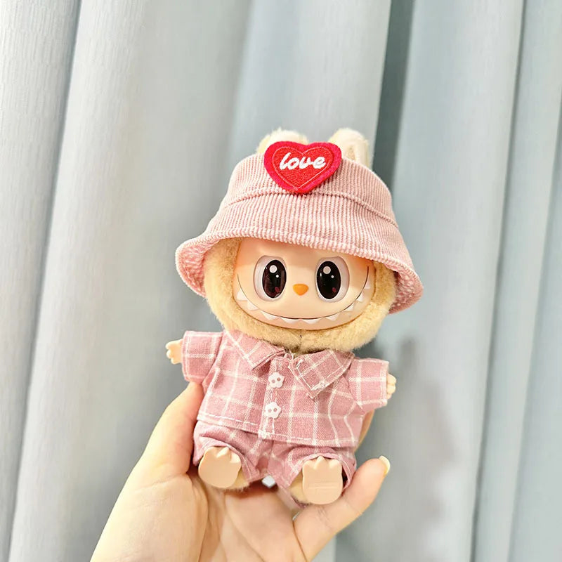 17cm Labubu I II Idol Dolls Cute Mini Plush Doll'S Clothes Korea Kpop Exo Idol Dolls Overalls Clothing DIY Accessories Gifts