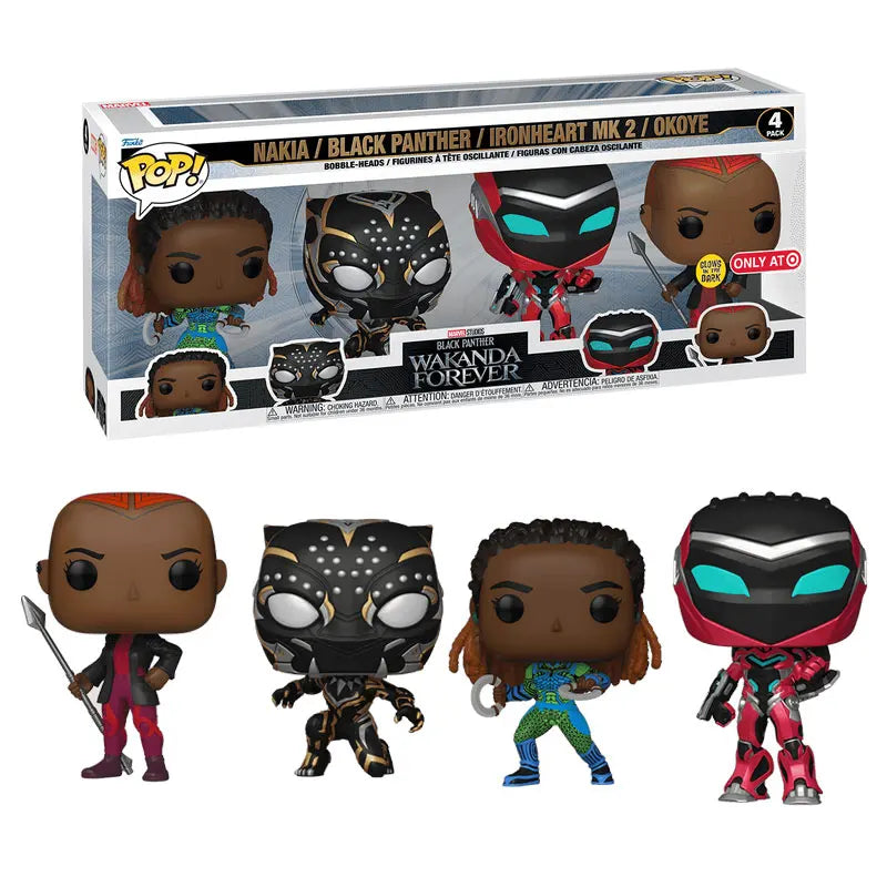 Pop! Black Panther 4-Pack Action Figures Model Toys Funko Pop Glow Limited Edition Figureine Marvel Model Collectible Souvenir