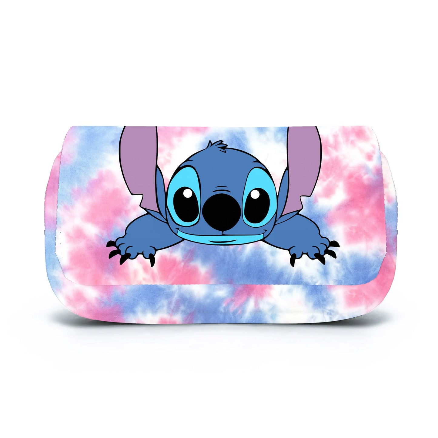 BANDAI Stitch Fully Printed Flap Pen Bag Stationery Box Cartoon Large Capacity Pencil Case Cute Anime Bags Student School Bag