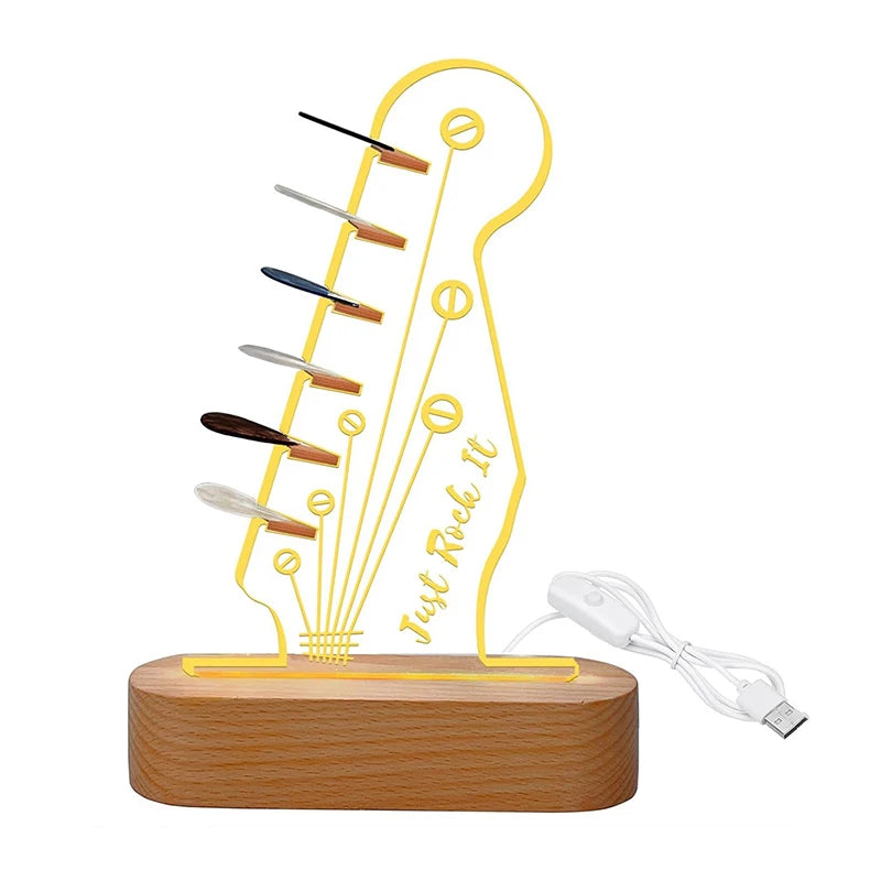 Guitar Pick Case Holder Light Up Guitar Pick Storage Wooded Acrylic Pick Holder Guitar Pick Display Rack Guitar Accessories For