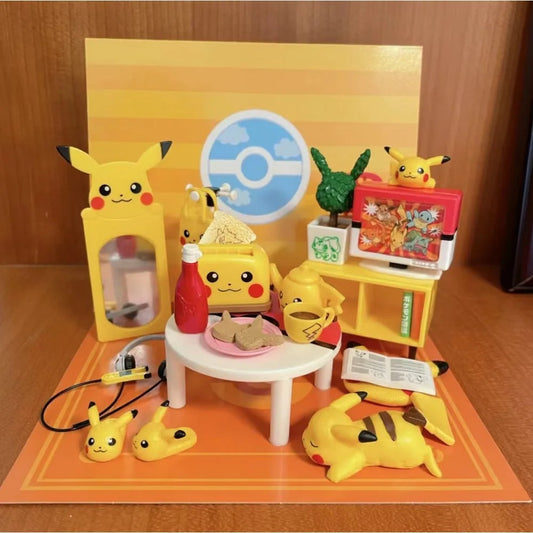 Pokemon Miniature Pikachu Room Blind Box Scene Props Anime Figure Toy Desktop Decoration Kids Birthday Gifts