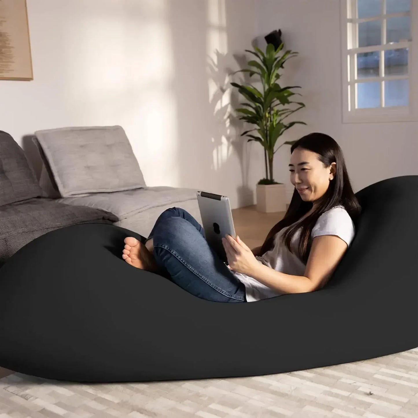 Max 6-Foot Beanbag Chair, Bean Bag Couch with a Washable Outer Cover, Customer Favorite Cozy Sofa for Gaming, Reading, and Relax