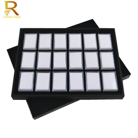 18Pcs Rectangle Loose Diamond Display Box Novel Pendant Gemstone Jewelry Storage Tray Gem Diamond Carrying Case Travel Organizer