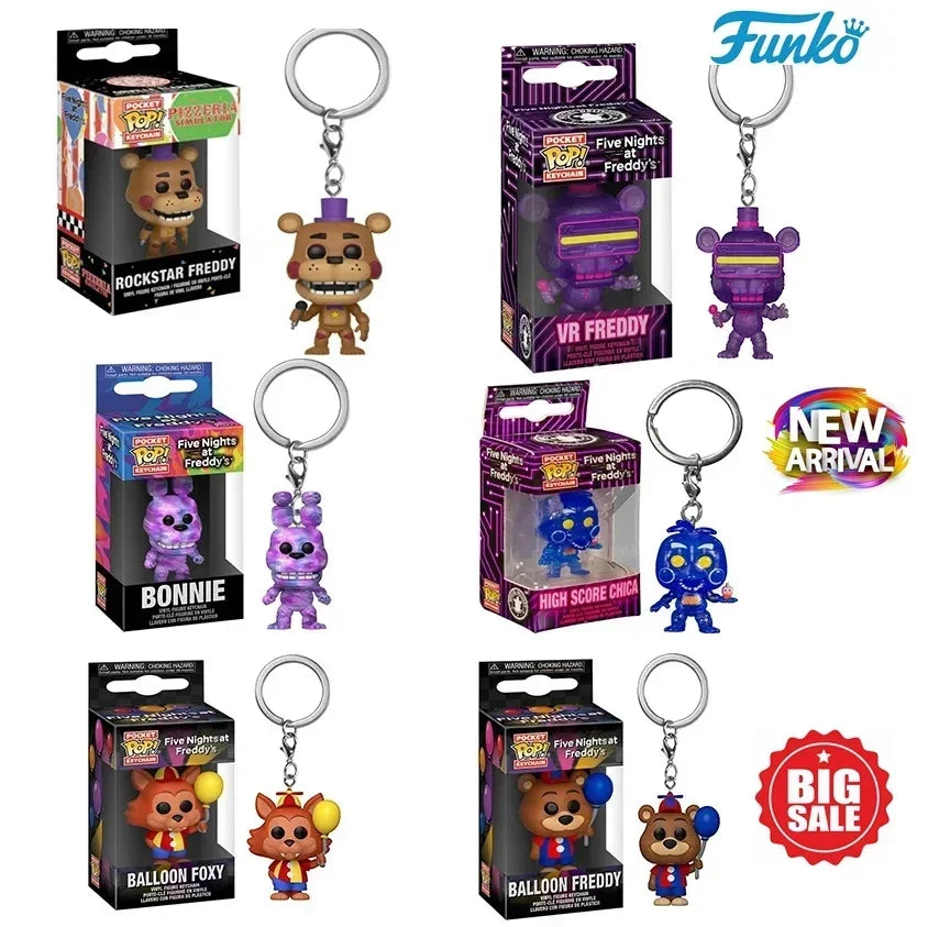 NEW Funko Pop VR Freddy Bonnie High Score Chica Balloon Foxy Freddy Toy Vinyl Figures Pocket Pop Keychain Collection Model Toys