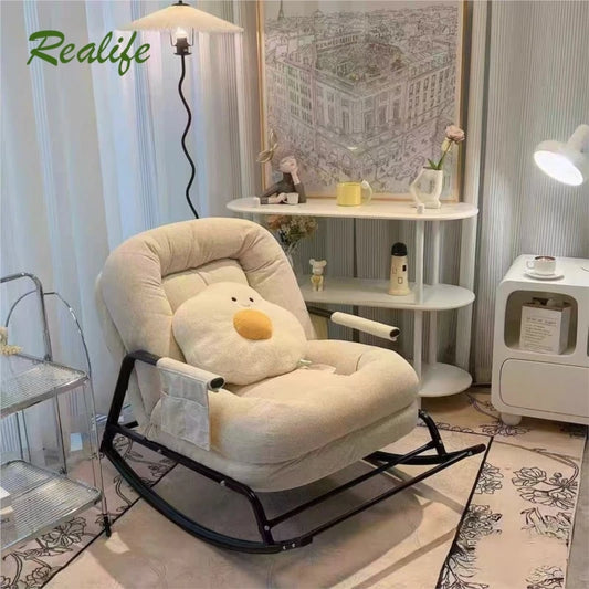 Realife Can Sit Or Lie Down Adult Lazy Rocking Chair Home Living Room Balcony Leisure Lounge Chair Bedroom Single Lazy Sofa 2025