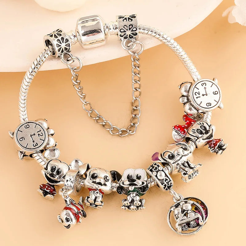 925 Silver Disney 100th Princess Pumpkin Cart Mickey Minnie Dumbo Charm Stitch Beads Fit Original Pandora Bracelets DIY Jewelry