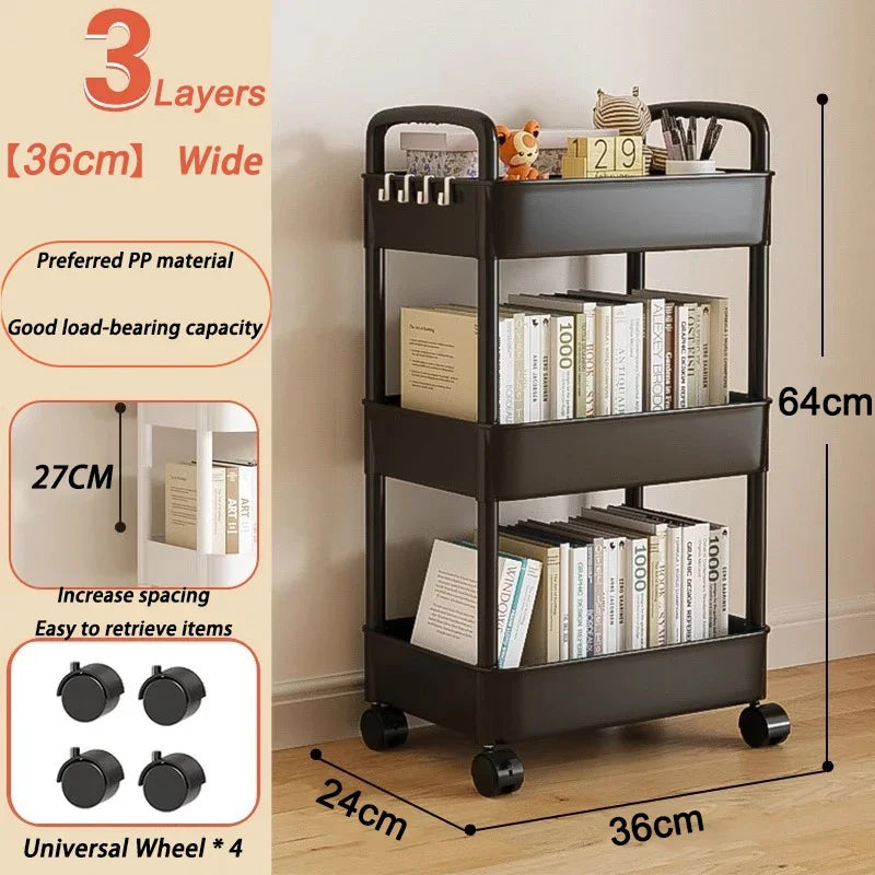 Mobile Storage Trolley Bedroom Multi-Layer Storage Racks Organizer Living Room Snacks Shelf Household Kitchen Cart with Wheels