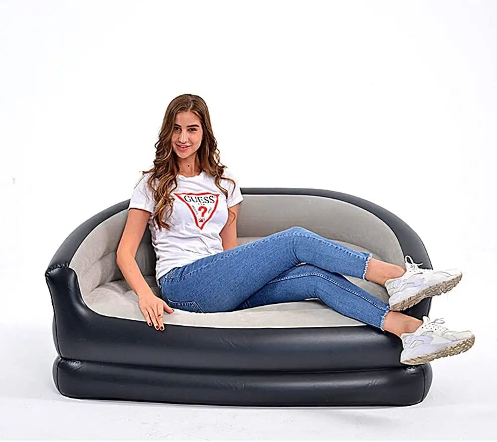 Inflatable Double Sofa Two-Seater Lounge Chair with Electric Air Pump for Indoor Living Room and Outdoor Backyard Camping Pic