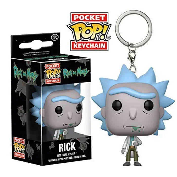 FUNKO Pocket New Rick HOLOGRAM Space Morty Pickle Rick in Rat Suit Rick CLONE Keychain Figure Toys Mr. Meeseeks Snowball Toy