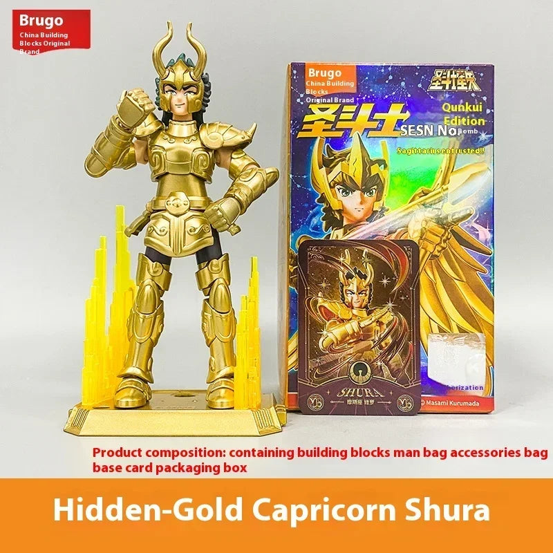 BLOKEES Saint Seiya Figure Blind Box GALAXY VERSION 01 Aiolos Shura Ikki Figure Shun Jabu Marin Figurine Assemble Model Toy Gift