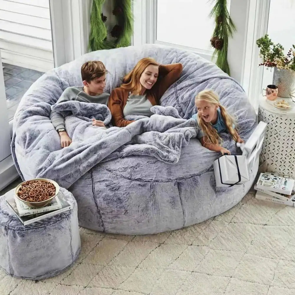 Round Super Big Bean Bag Cover Lazy Sofa Room Sofa Bed Case Lounger Seat Sofa Bean Bag Puff Couch Slipcover Chair Seat 180x90cm