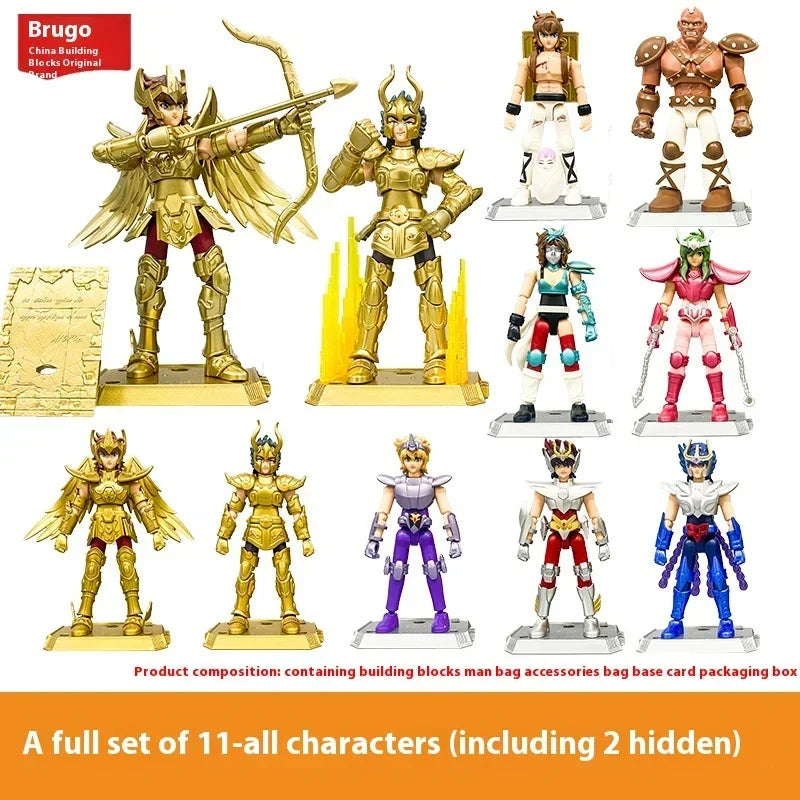 BLOKEES Saint Seiya Figure Blind Box GALAXY VERSION 01 Aiolos Shura Ikki Figure Shun Jabu Marin Figurine Assemble Model Toy Gift