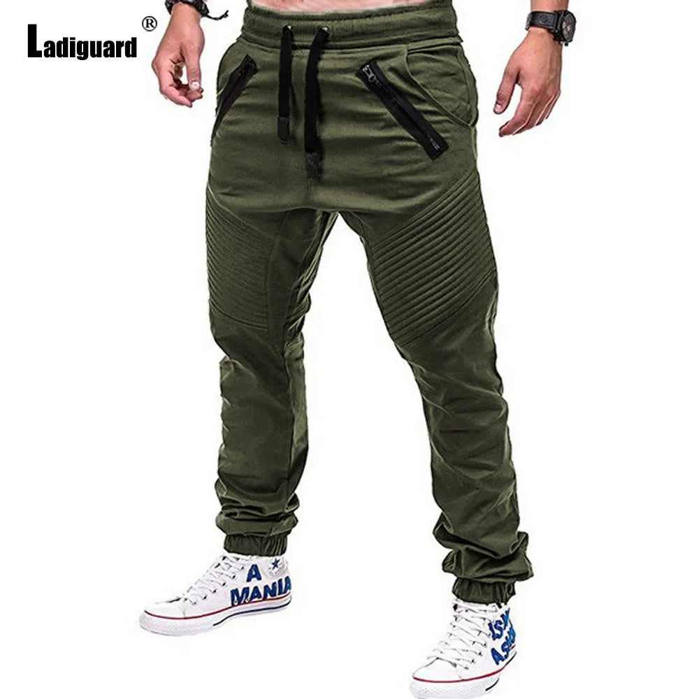 2025 American Fashion Hip Hop Pants Men's Ankle-Length Trouser Plus Size Mens Stand Pocket Casual Sports Running Sweatpants New