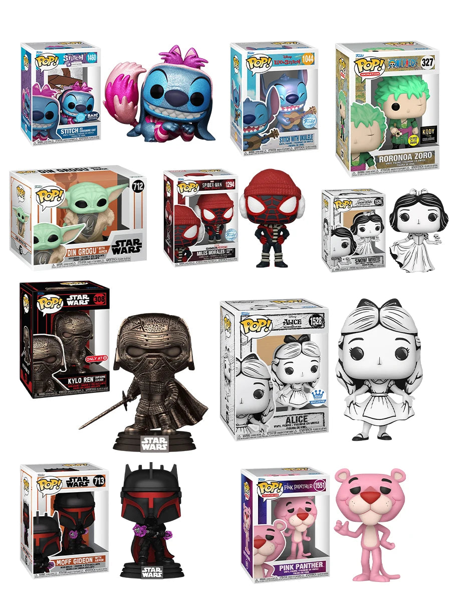 Pop Genuine Collection Figures SnowWhite, spider Man, Sonic The Hedgehog，Stitch, starWars, Pink Panther, Toy Gift Collection